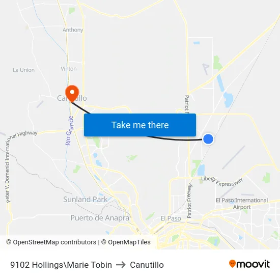 9102 Hollings\Marie Tobin to Canutillo map