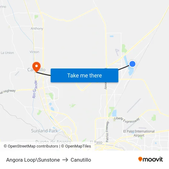 Angora Loop\Sunstone to Canutillo map