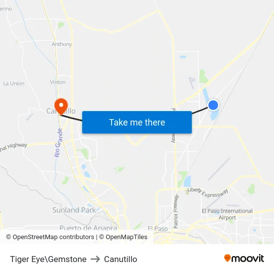 Tiger Eye\Gemstone to Canutillo map