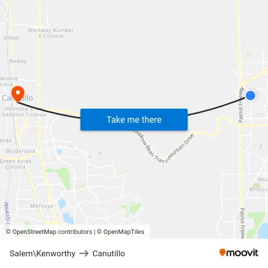 Salem\Kenworthy to Canutillo map