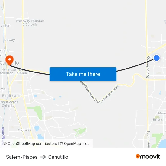 Salem\Pisces to Canutillo map