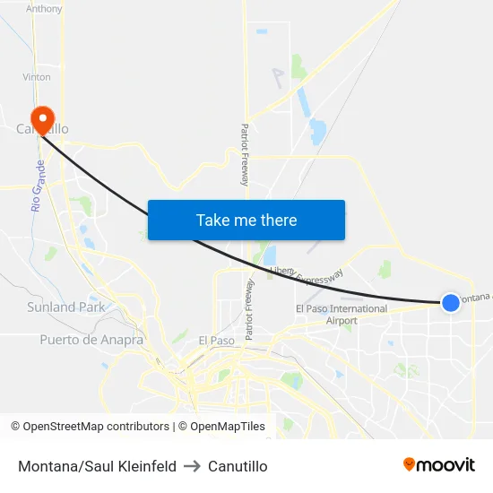 Montana/Saul Kleinfeld to Canutillo map