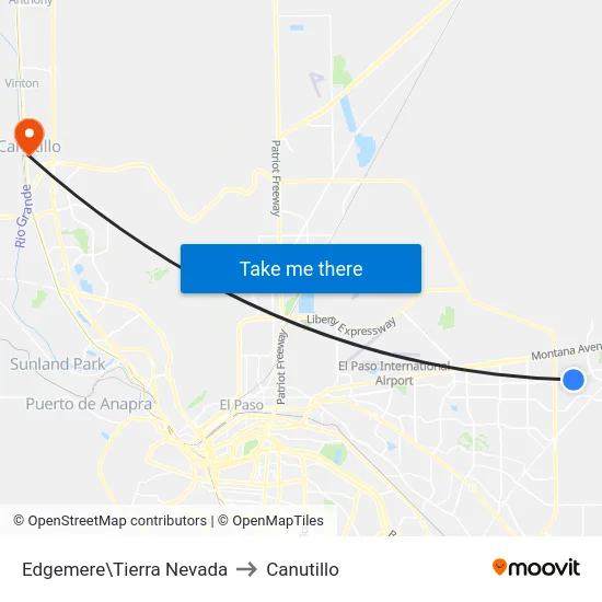 Edgemere\Tierra Nevada to Canutillo map