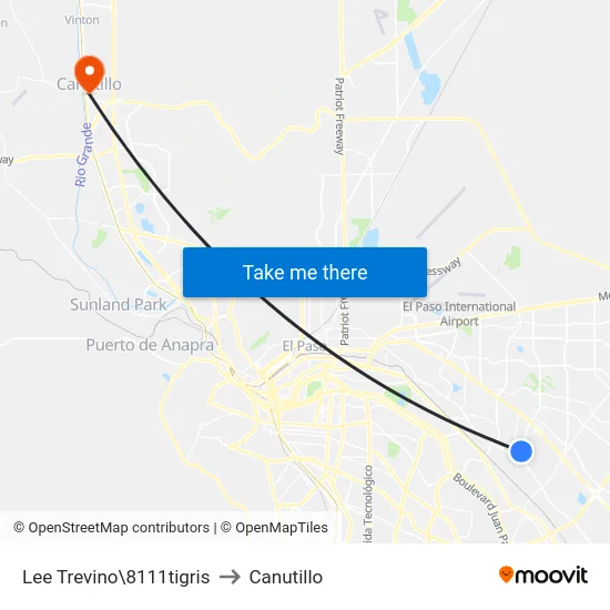 Lee Trevino\8111tigris to Canutillo map