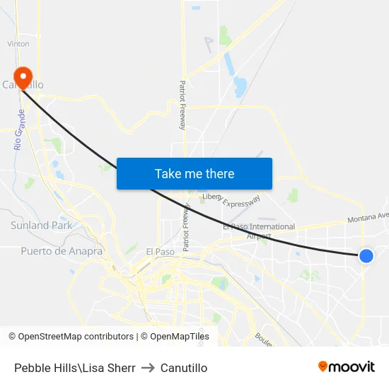 Pebble Hills\Lisa Sherr to Canutillo map