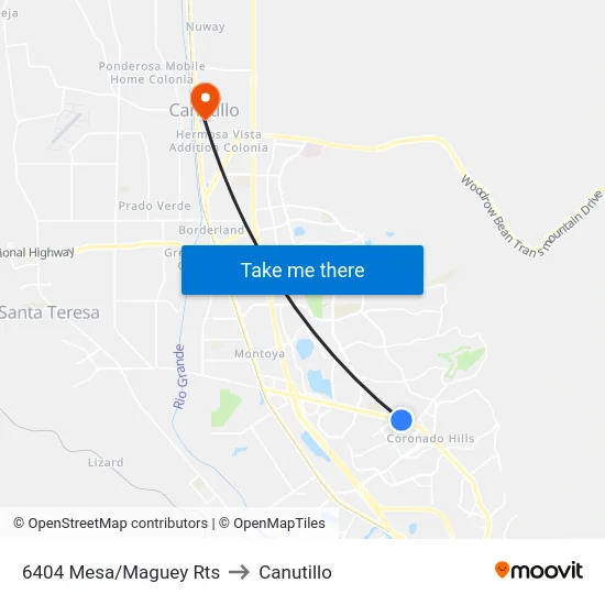 6404 Mesa/Maguey Rts to Canutillo map