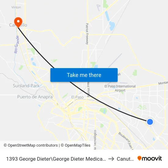 1393 George Dieter\George Dieter Medical Plaza to Canutillo map