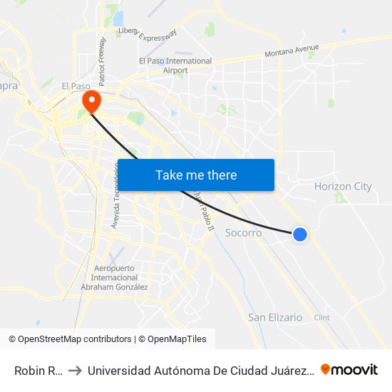 Robin Rd/Jaime Rd to Universidad Autónoma De Ciudad Juárez/ Instituto De Ciencias Sociales Y Administración map