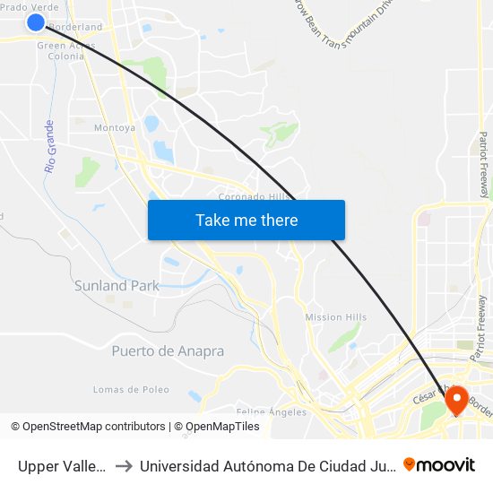 Upper Valley Rd/Cancellare Ave to Universidad Autónoma De Ciudad Juárez/ Instituto De Ciencias Sociales Y Administración map