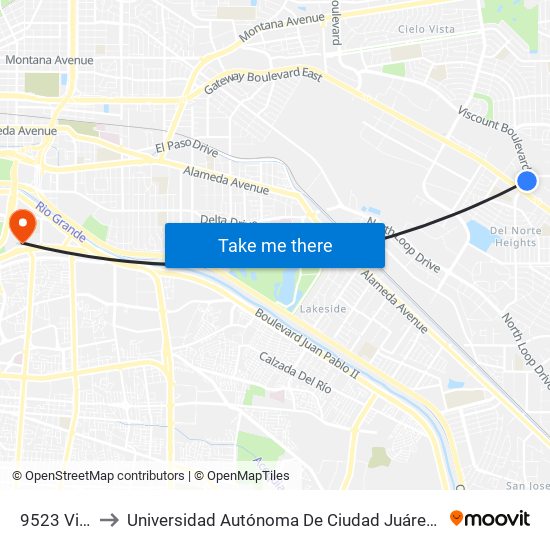 9523 Viscount\Acer to Universidad Autónoma De Ciudad Juárez/ Instituto De Ciencias Sociales Y Administración map
