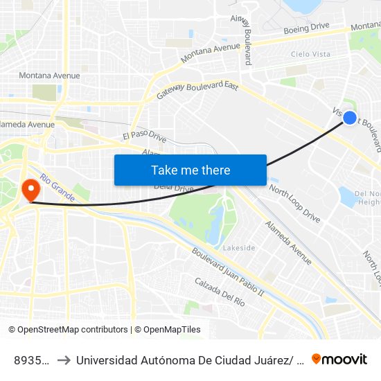 8935 Viscount to Universidad Autónoma De Ciudad Juárez/ Instituto De Ciencias Sociales Y Administración map