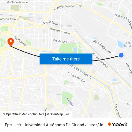 Epcc Bay 2 to Universidad Autónoma De Ciudad Juárez/ Instituto De Ciencias Sociales Y Administración map