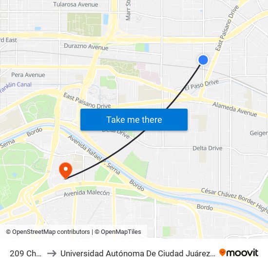 209 Chelsea\Dailey to Universidad Autónoma De Ciudad Juárez/ Instituto De Ciencias Sociales Y Administración map