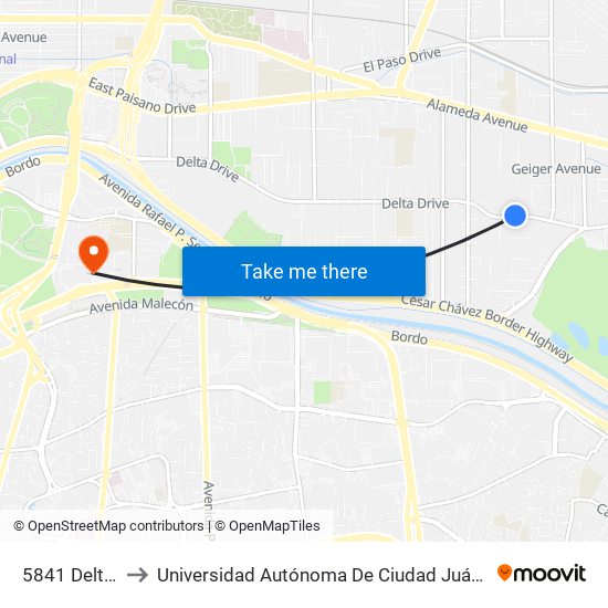 5841 Delta\Collingsworth to Universidad Autónoma De Ciudad Juárez/ Instituto De Ciencias Sociales Y Administración map