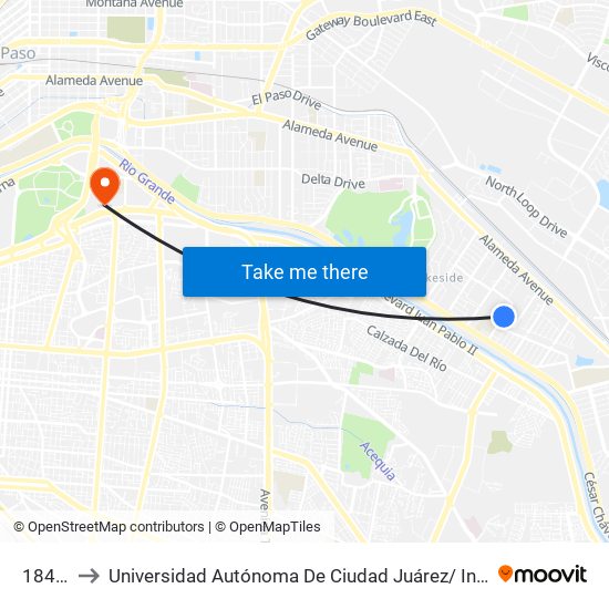 184 Barker to Universidad Autónoma De Ciudad Juárez/ Instituto De Ciencias Sociales Y Administración map