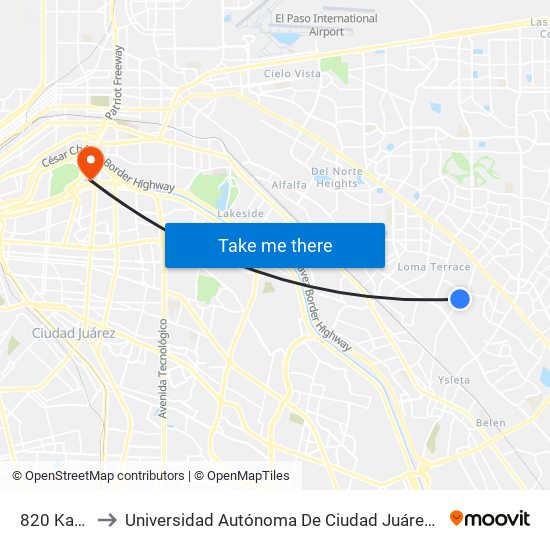 820 Kastrin\El Arco to Universidad Autónoma De Ciudad Juárez/ Instituto De Ciencias Sociales Y Administración map