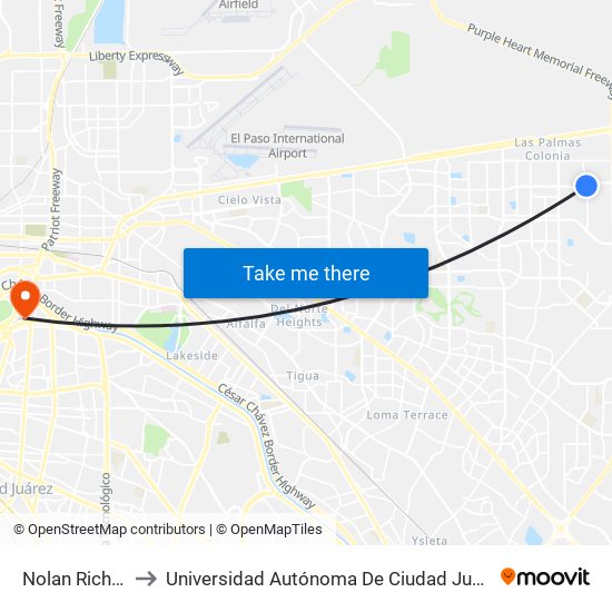 Nolan Richardson\Edgemere to Universidad Autónoma De Ciudad Juárez/ Instituto De Ciencias Sociales Y Administración map