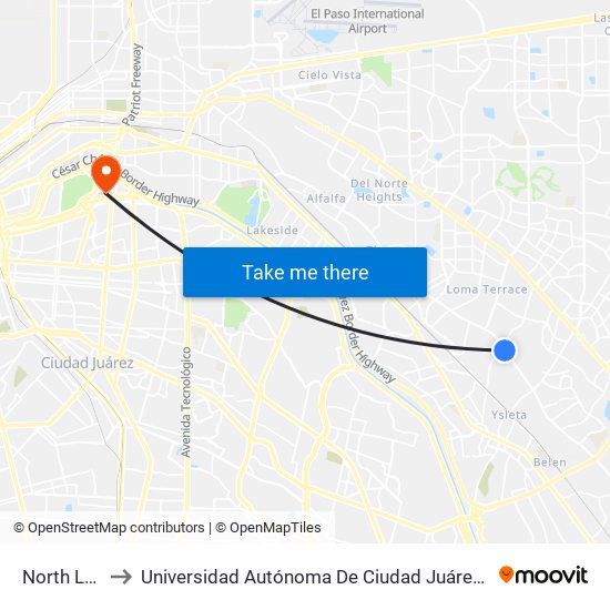 North Loop/Pendale to Universidad Autónoma De Ciudad Juárez/ Instituto De Ciencias Sociales Y Administración map