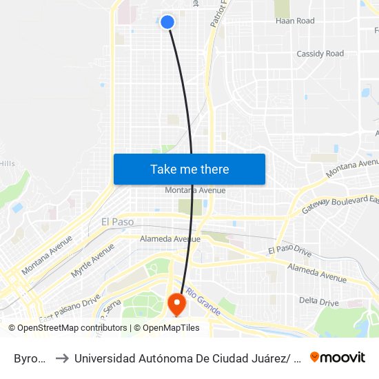 Byron\Truman to Universidad Autónoma De Ciudad Juárez/ Instituto De Ciencias Sociales Y Administración map