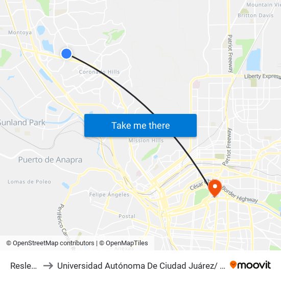 Resler\Alto Rey to Universidad Autónoma De Ciudad Juárez/ Instituto De Ciencias Sociales Y Administración map