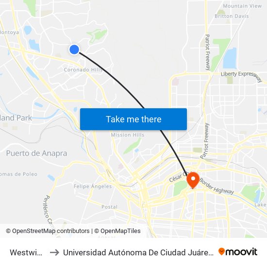 Westwind\Northwind to Universidad Autónoma De Ciudad Juárez/ Instituto De Ciencias Sociales Y Administración map