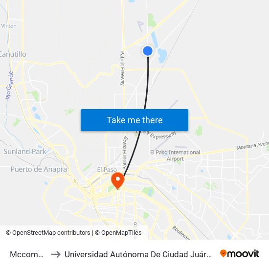 Mccombs\Sarah Anne to Universidad Autónoma De Ciudad Juárez/ Instituto De Ciencias Sociales Y Administración map