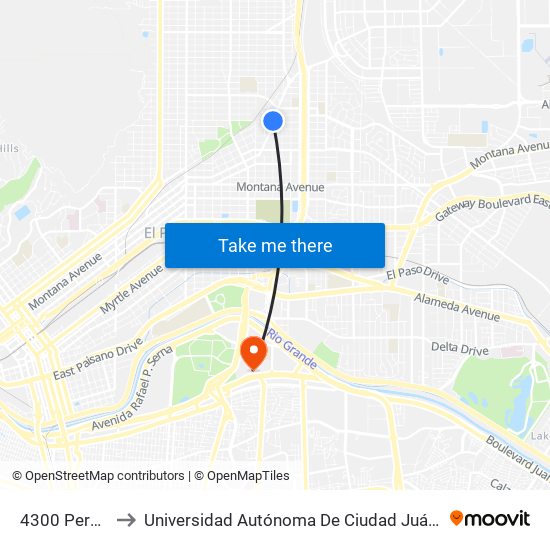 4300 Pershing\Cambridge to Universidad Autónoma De Ciudad Juárez/ Instituto De Ciencias Sociales Y Administración map