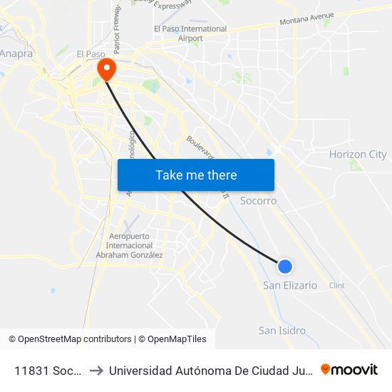11831 Socorro\Brisa Del Valle to Universidad Autónoma De Ciudad Juárez/ Instituto De Ciencias Sociales Y Administración map
