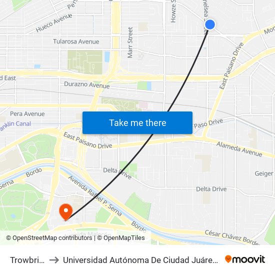 Trowbridge\Wagner to Universidad Autónoma De Ciudad Juárez/ Instituto De Ciencias Sociales Y Administración map