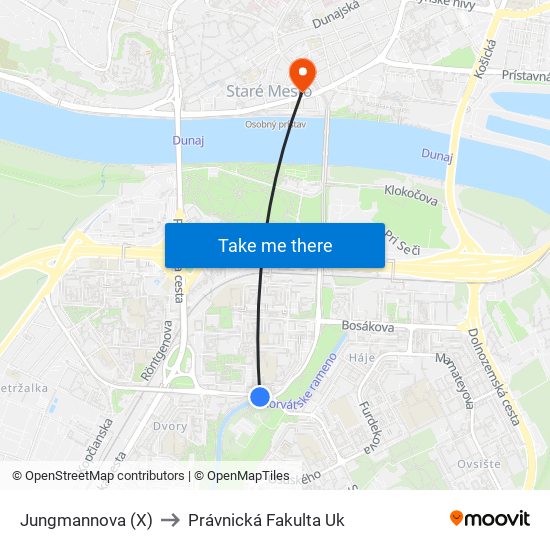 Jungmannova (X) to Právnická Fakulta Uk map