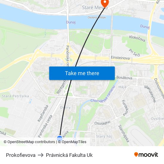 Prokofievova to Právnická Fakulta Uk map