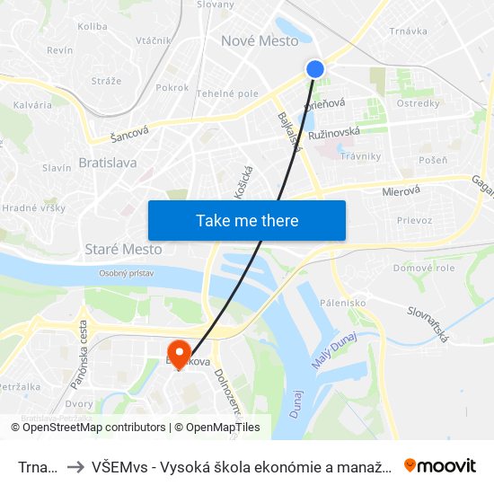 Trnavská to VŠEMvs - Vysoká škola ekonómie a manažmentu verejnej správy map