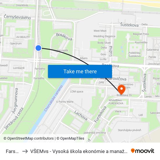 Farského to VŠEMvs - Vysoká škola ekonómie a manažmentu verejnej správy map