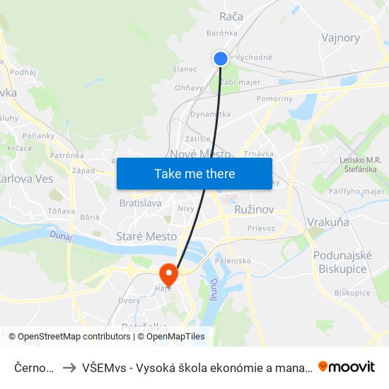 Černockého to VŠEMvs - Vysoká škola ekonómie a manažmentu verejnej správy map