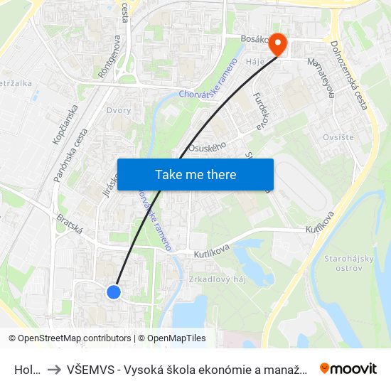 Holíčska to VŠEMVS - Vysoká škola ekonómie a manažmentu, verejnej správy v Bratislave map