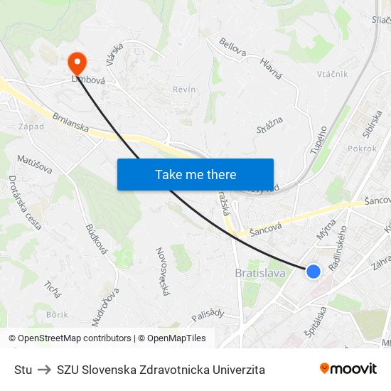 Stu to SZU Slovenska Zdravotnicka Univerzita map