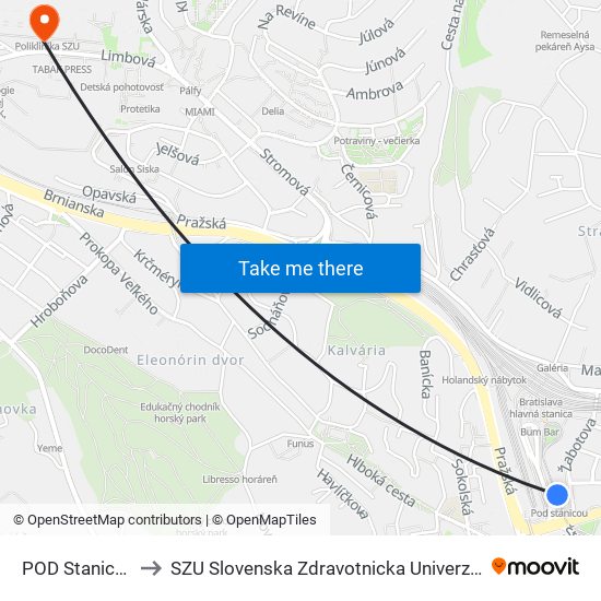 POD Stanicou to SZU Slovenska Zdravotnicka Univerzita map
