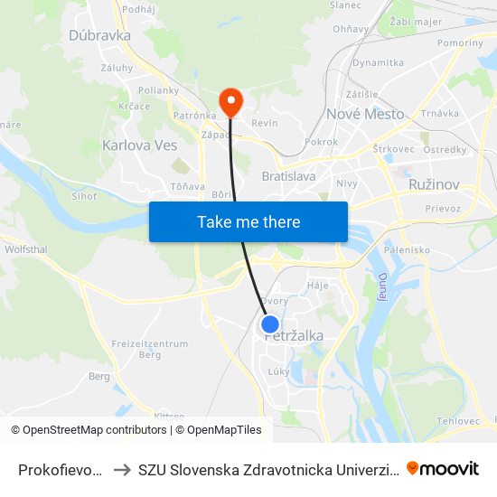 Prokofievova to SZU Slovenska Zdravotnicka Univerzita map
