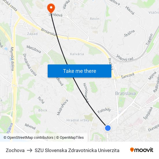 Zochova to SZU Slovenska Zdravotnicka Univerzita map