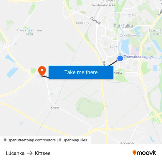Lúčanka to Kittsee map