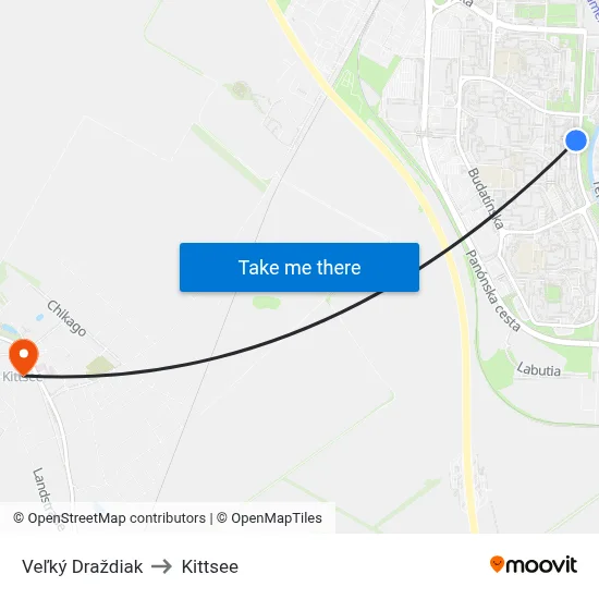 Veľký Draždiak to Kittsee map