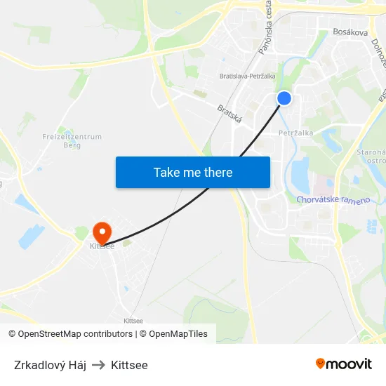 Zrkadlový Háj to Kittsee map