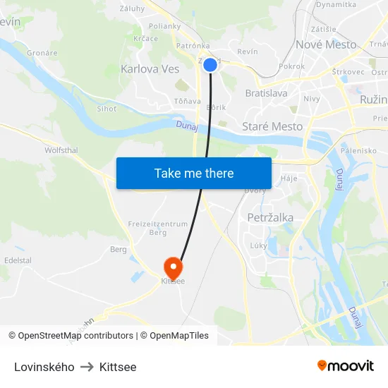 Lovinského to Kittsee map