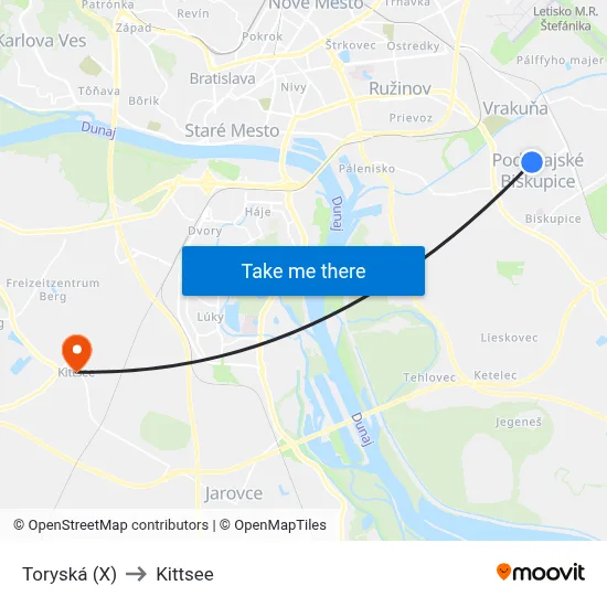 Toryská (X) to Kittsee map