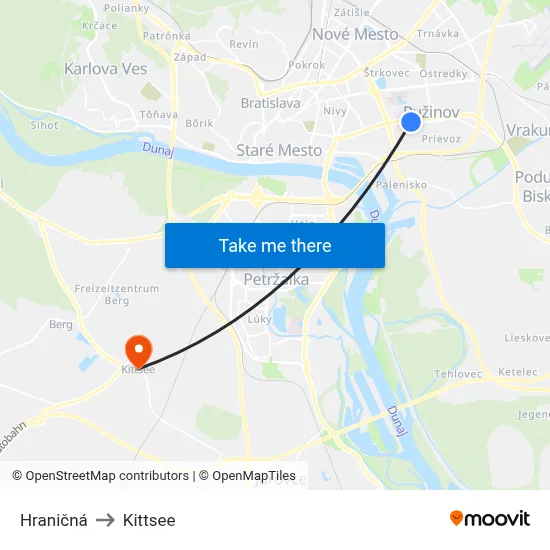 Hraničná to Kittsee map