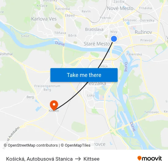 Košická, Autobusová Stanica to Kittsee map