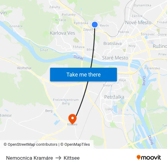 Nemocnica Kramáre to Kittsee map