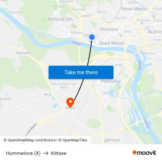 Hummelova (X) to Kittsee map