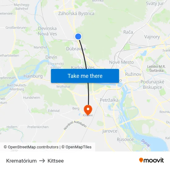 Krematórium to Kittsee map