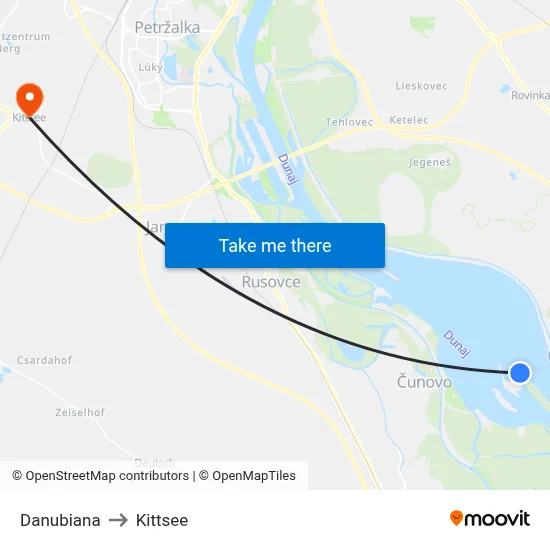 Danubiana to Kittsee map